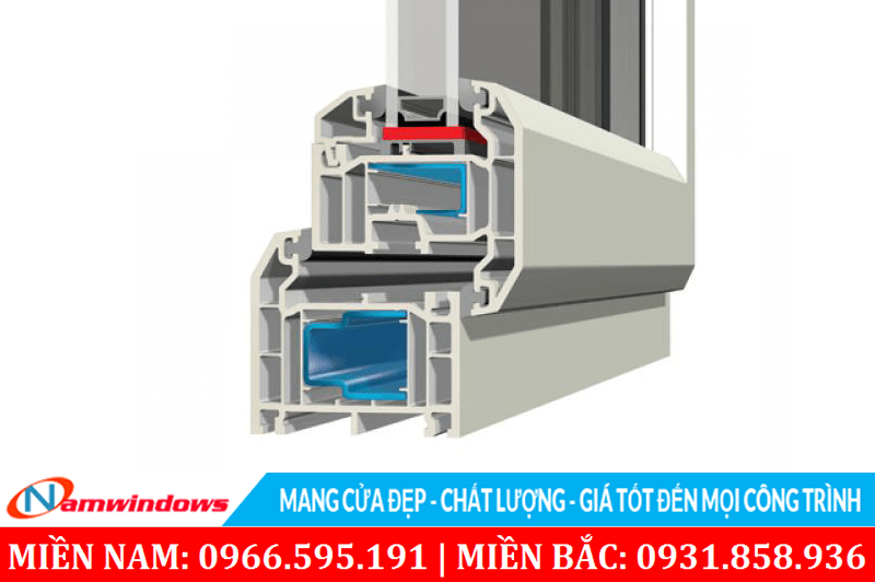 Hình ảnh 3D cấu tạo thanh nhựa Kommerling hệ 70