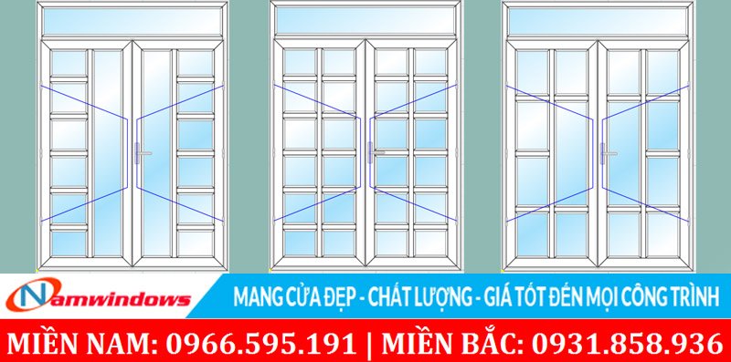 Của đi 2 cánh chia ô 3