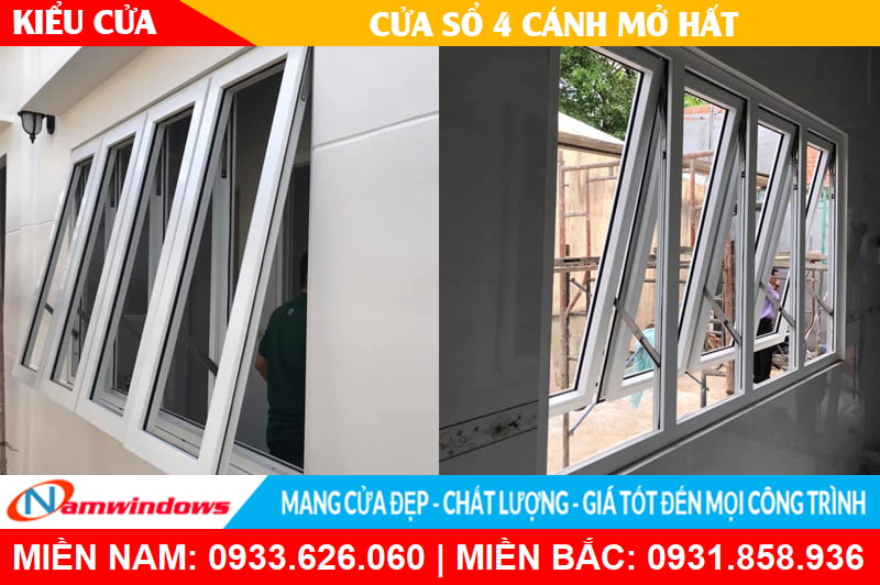 Cửa sổ 4 cánh mở hất
