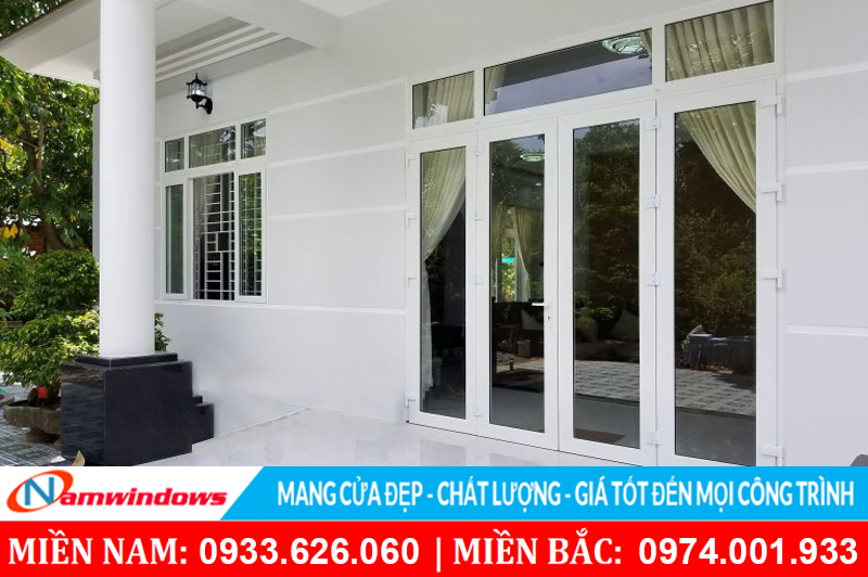 Cửa nhựa lõi thép 4 cánh mở ra vào