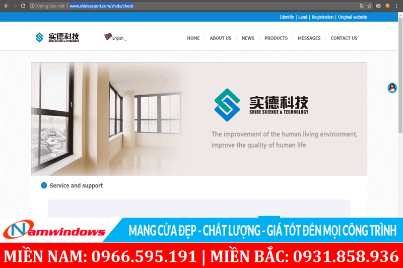 Giao diện trang chủ của tập đoàn Shide Group sản xuất ra thanh nhựa Sparlee
