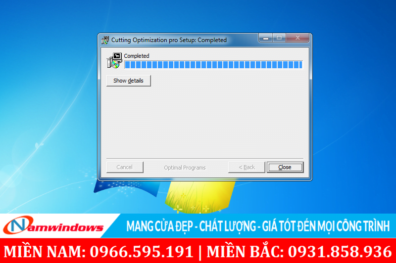 Tiến trình cài đặt phần mềm cắt kính bắt đầu