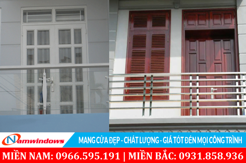 Cửa ban công bằng sắt và gỗ