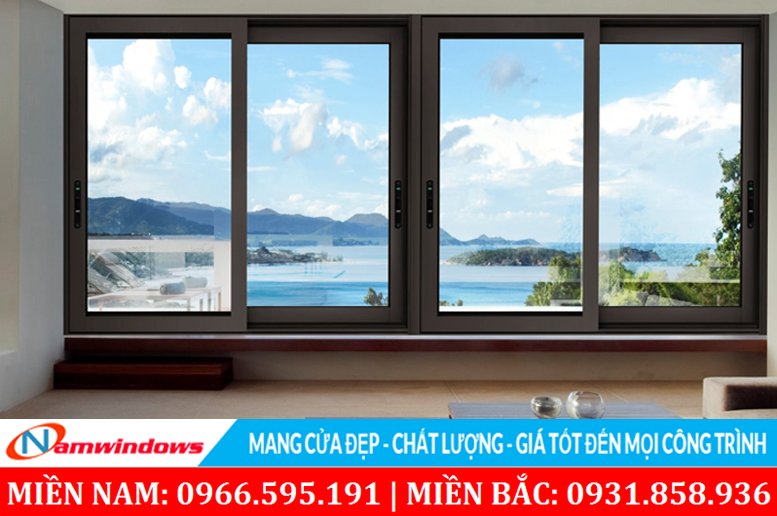 Mẫu cửa sổ lùa nhôm kính 2 cánh, 4 cánh