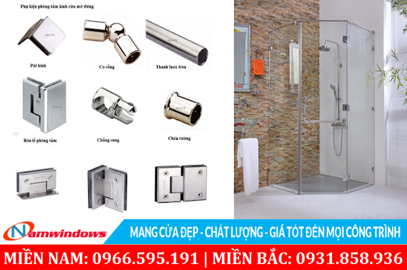 Hình ảnh phụ kiện và phòng tắm mở 135 độ