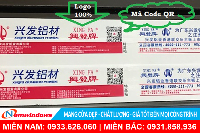 Nhận diện tem nhãn Xingfa chính hãng