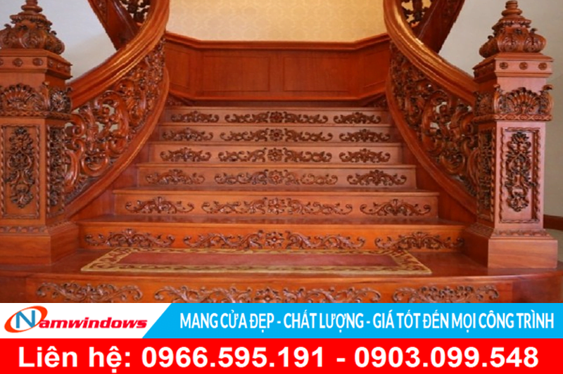 Cầu thang gỗ đẹp cho Biệt Thự