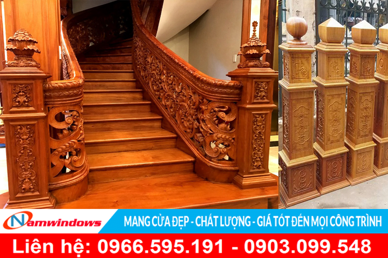 Cầu thang gỗ cao cấp cho nhà phố, biệt thự phố, căn hộ