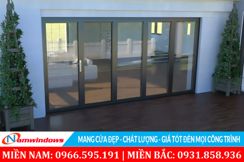 Cửa đi xếp trượt nhôm Xingfa và nhựa lõi thép