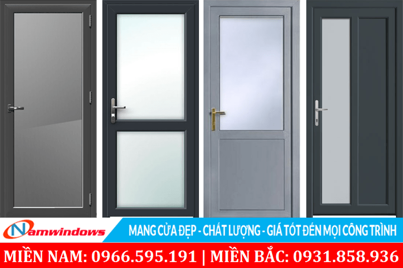 Một số mẫu cửa phòng ngủ nhôm kính thường sử dụng