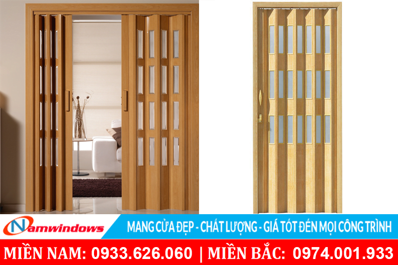 Mẫu cửa xếp nhựa có ô sáng