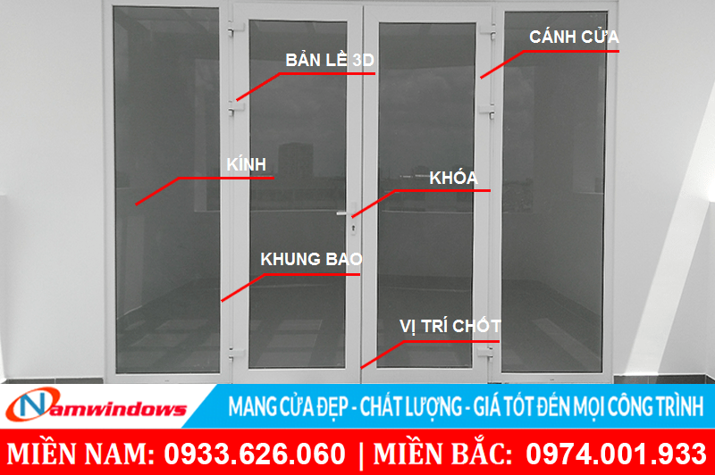 Cấu tạo cửa nhựa lõi thép khi nhìn bên ngoài