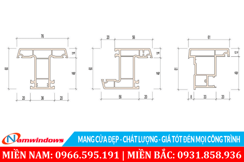 Mặt cắt của một số loại đố cửa