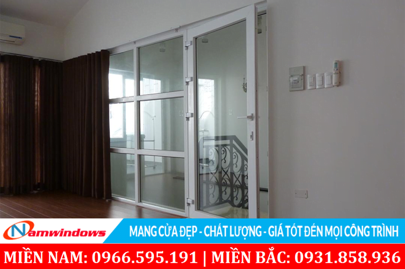 Mẫu 18: Mẫu cưa đi 1 cánh dòng phổ thông kết hợp vách kính