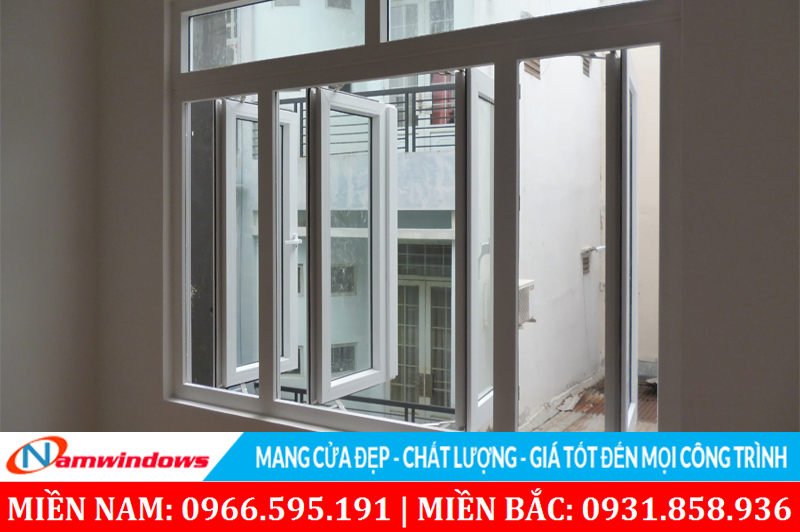 Mẫu 32: Cửa sổ 4 cánh mở ra ngoài dòng phổ thông