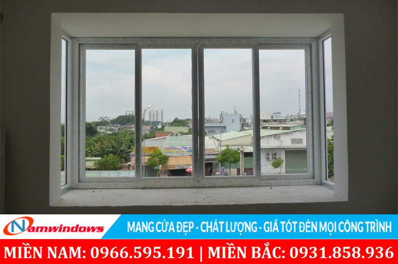 Mẫu 39: Cửa sổ hình chữa U kết hợp vách kính và cửa sổ lùa