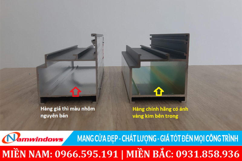 Nhận biết hàng chính hãng từ bên trong Profile nhôm Xingfa