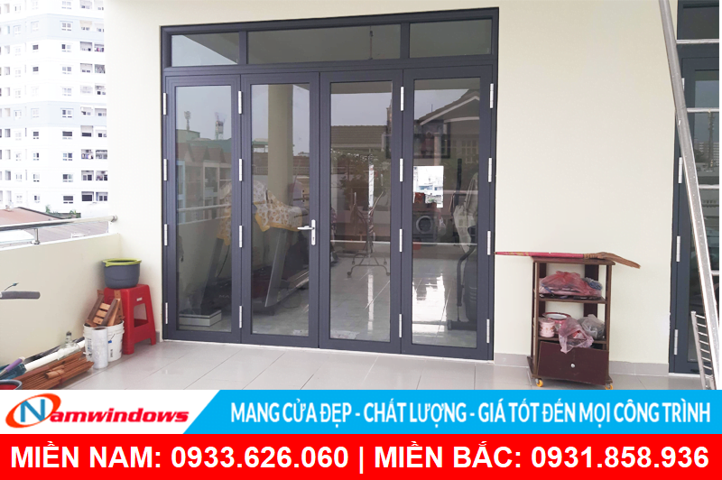 Cửa nhôm Xingfa 4 cánh sử dụng phụ kiện HMA cao cấp