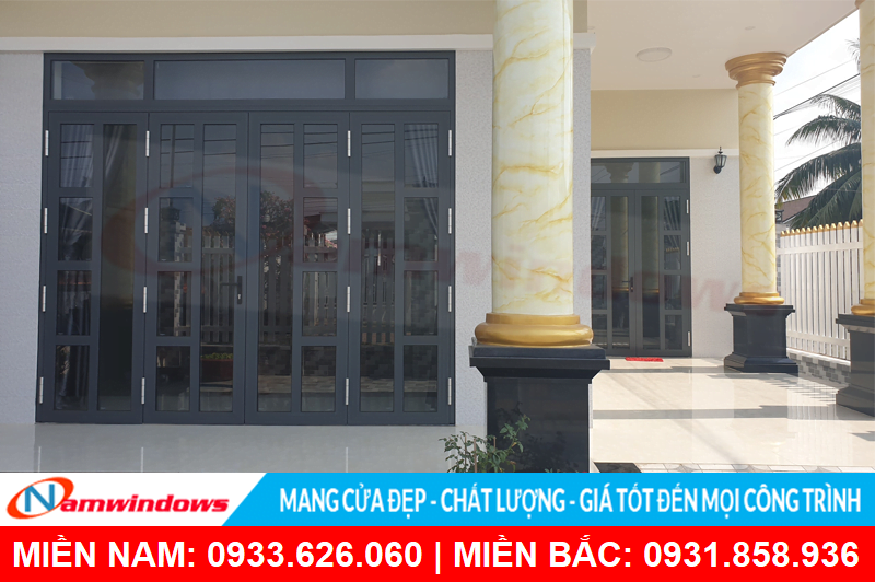 Mẫu cửa xingfa 4 cánh chia ô nhỏ