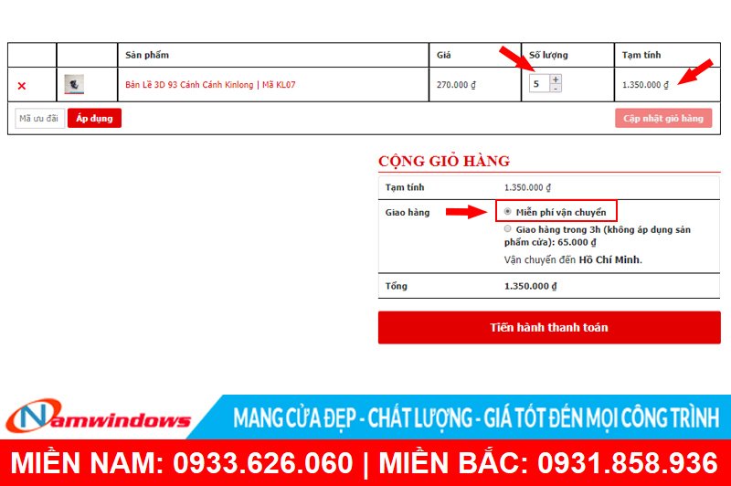 Hướng dẫn đặt mua phụ kiện cửa nhôm online