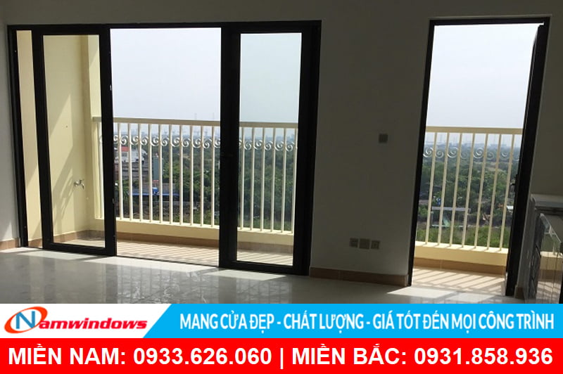 Cửa lùa nhôm xingfa màu đen