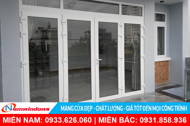 Cửa nhựa lõi thép 4 cánh Namwindows thi công