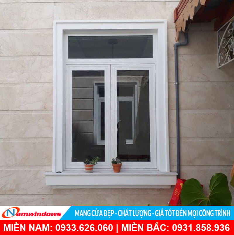 Cửa sổ 2 cánh mở quay nhôm xingfa có ô fix