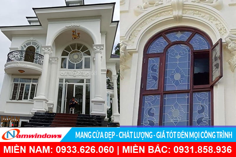 Mẫu cửa nhôm xingfa uốn vòm nghệ thuật