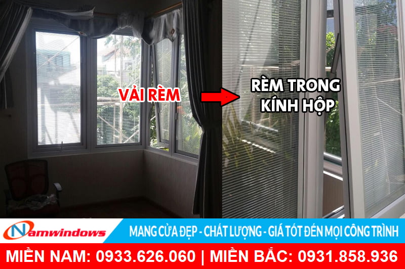 Rèm trong kính hộp