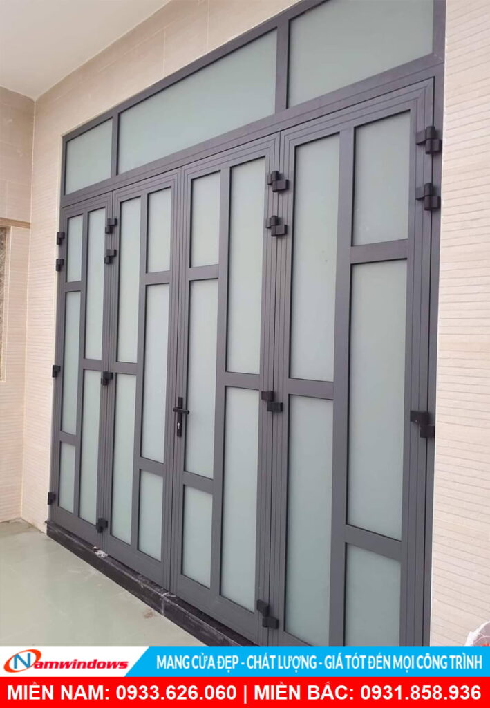 Cửa nhôm xingfa 4 cánh kính mờ