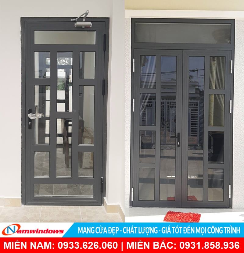 Mẫu cửa nhôm xingfa chia ô, chia đố an toàn chống trộm