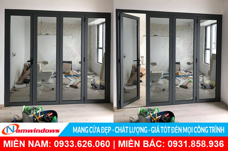 Mẫu cửa nhôm xếp trượt 4 cánh xingfa