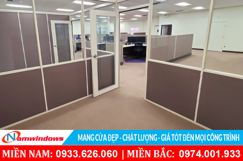 Mẫu cửa nhôm hệ 700 đẹp làm vách ngăn