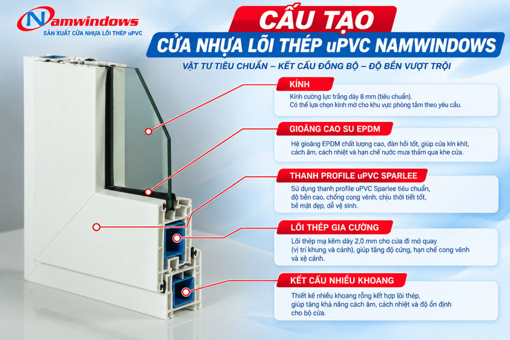 Cấu tạo cửa nhựa lõi thép