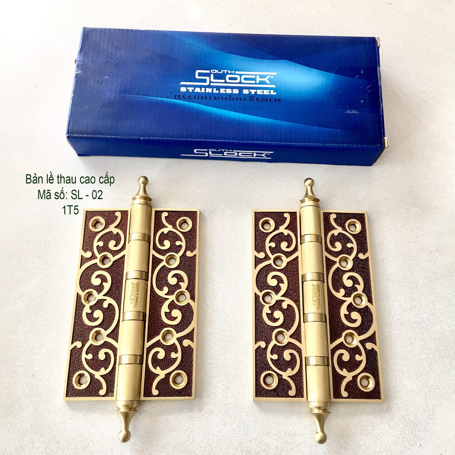 Bản lề lá Slockouth SL01200 RG đồng thau 200x100x5mm - Ảnh 3