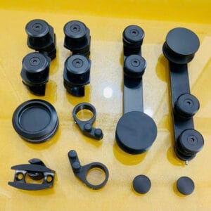 Bánh xe đơn cửa lùa kính ray Ø25 VVP đen mờ