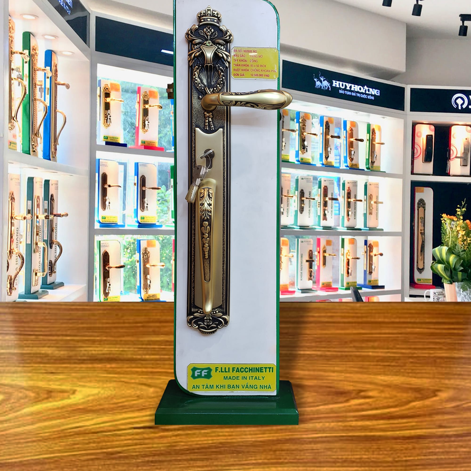 Khóa cửa gỗ đại sảnh FF Italia FF602605 RG rêu dài 600 - Ảnh 2