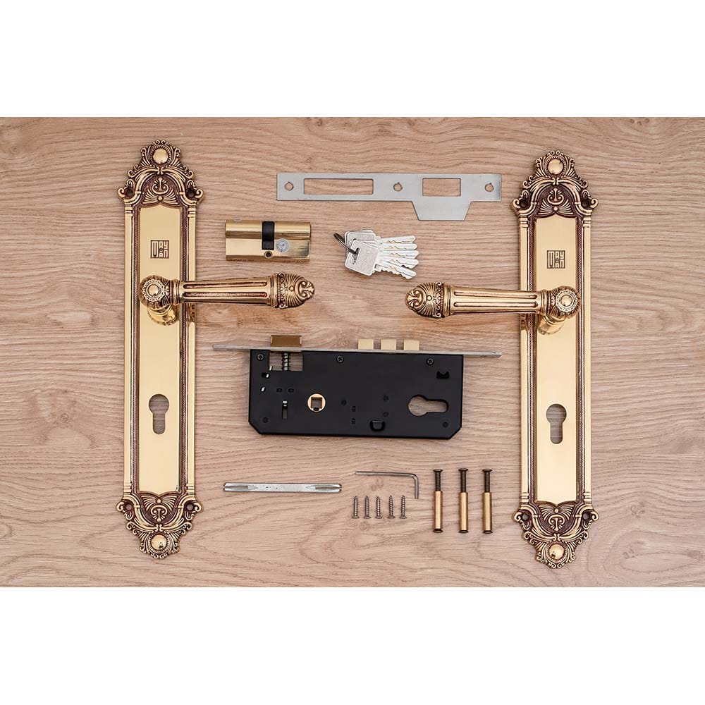 Khóa cửa gỗ đại đồng thau HC8526D dài 350 - Ảnh 3