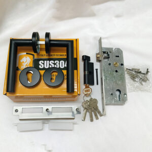 Khóa cửa phòng phân thể Jeely S03D tay Inox 304 màu đen