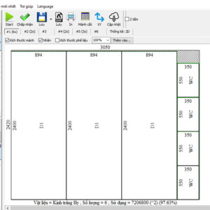 Phần mềm chia cắt khổ kính nhanh và tối ưu