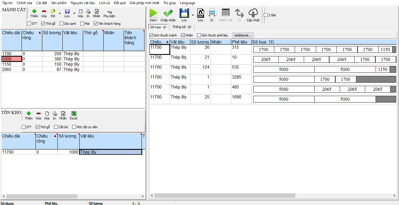 Phần mêm cắt thép khi sửa dụng chia cắt