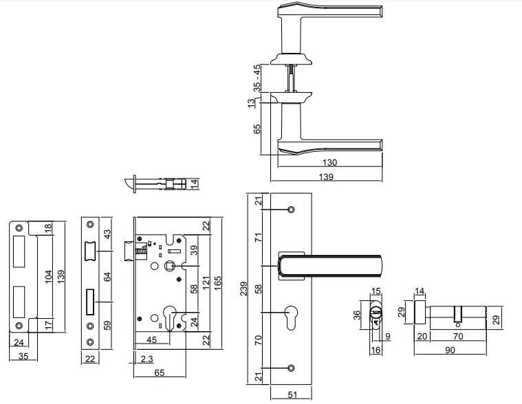 Thông số kỹ thuật Khóa cửa VICKINI 32014.001