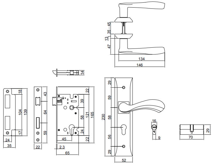 Thông số kỹ thuật Khóa cửa VICKINI 32016.002