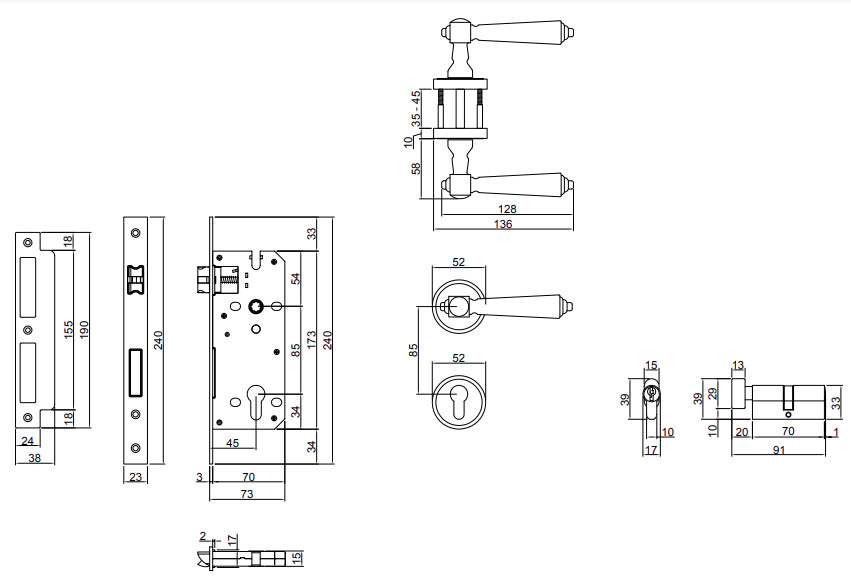 Thông số kỹ thuật Khóa phân thể bằng hợp kim VICKINI 34117.101