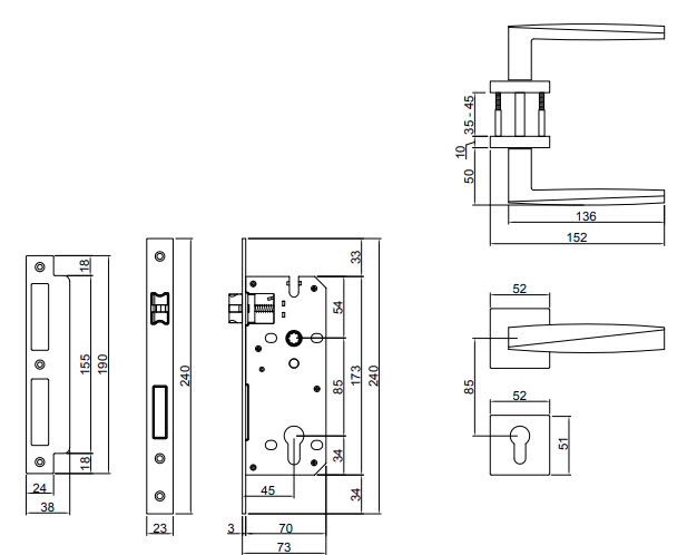 Thông số kỹ thuật Khóa phân thể bằng hợp kim VICKINI 34582.102