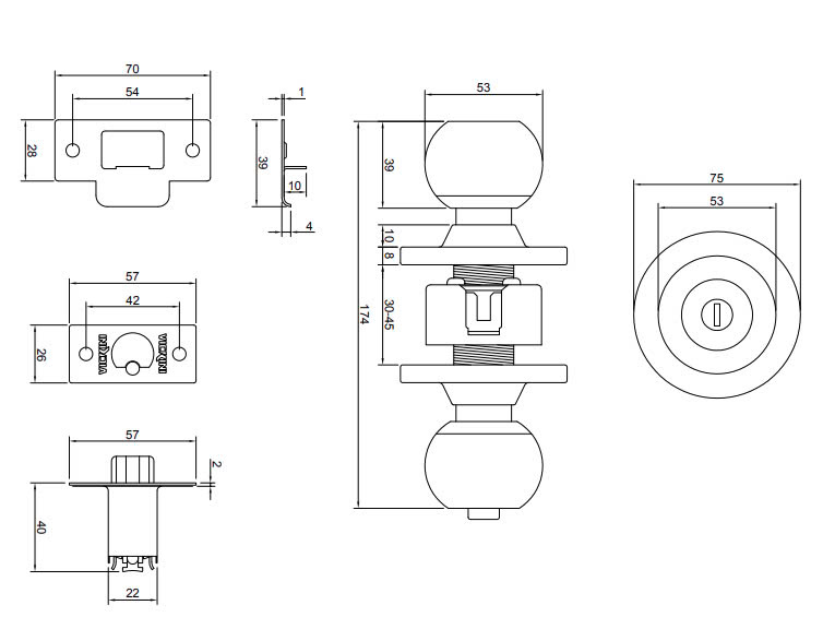 Thông số kỹ thuật Khóa tròn Inox 304 không chìa màu 30800.002 SSS