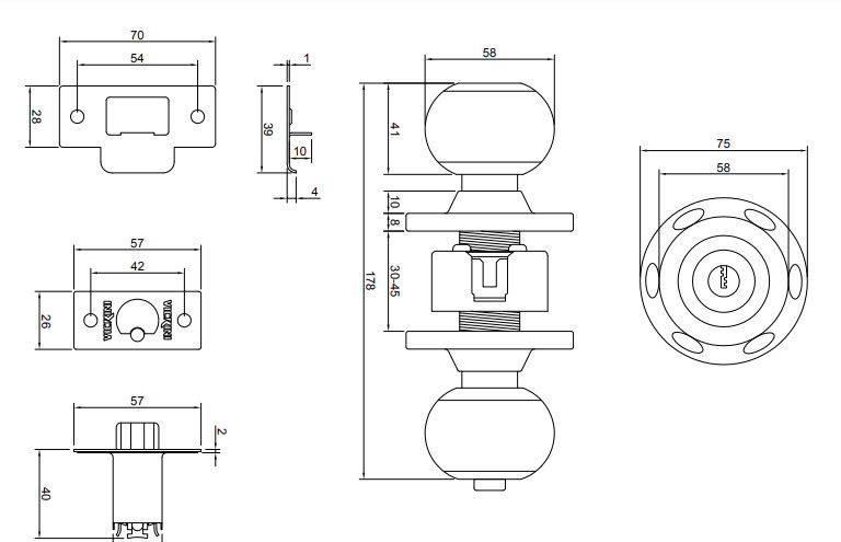 Thông số kỹ thuật Khóa tròn inox 304 có chìa 30960.001