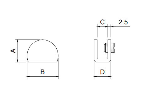 Thông số kỹ thuật kẹp kính U bán nguyệt nhỏ VICKINI 64020.001