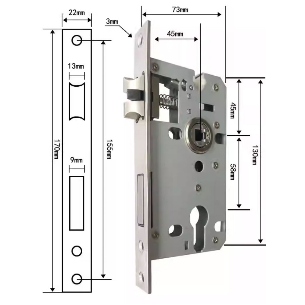 Thông số kỹ thuật thân khóa Jeely S304B-200