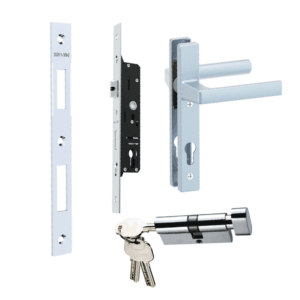 Bộ khóa đơn điểm cửa xếp trượt Kinlong màu đen, trắng, xám